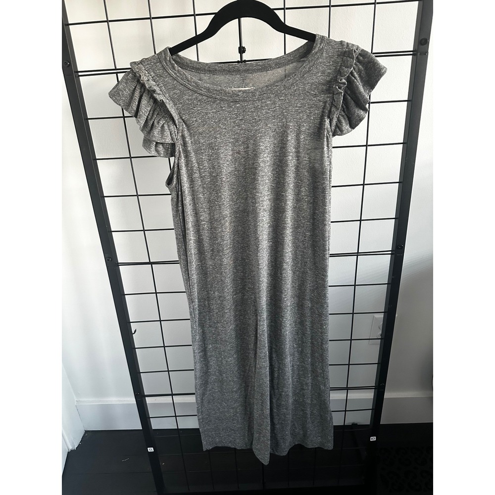 Current Elliott Grey Heathered Flutter Sleeve Midi Dress Women Made in USA